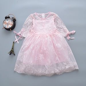 Girls Pink Lace Dress